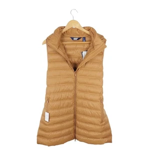 Landsend Womens Brown Down Puffer Gilet With Hood Size Large - Picture 1 of 7