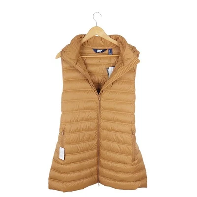 Landsend Womens Brown Down Puffer Gilet With Hood Size Large - Image 1 of 4