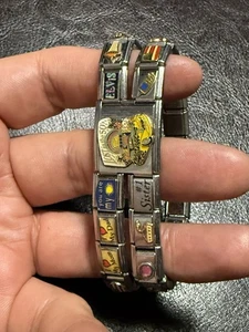 Double  Italy Charm Bracelet With Assorted Charms 19 Links Good Condition - Picture 1 of 12