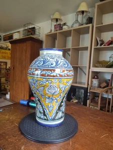Vaso Lg vintage fatto a mano marocchino stilizzato pittura/smalto ottima forma filato gettato - Foto 1 di 20