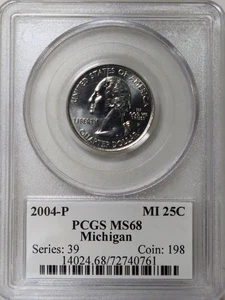 2004-P 25C PCGS MS68 - Clad Michigan Quarter - Picture 1 of 2