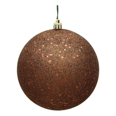 Vickerman 4.75" Plastic Ball Ornaments in Sequin Mocha Brown (Set of 4) - Image 1 of 2