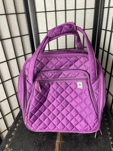 Delsey Paris Purple & Yellow Quilted Rolling 2 Wheeler Under Seat Travel Bag - Picture 1 of 18
