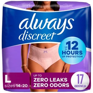 Adult Incontinence & Postpartum Underwear for Women, Maximum, Large, 17 Count... - Picture 1 of 8