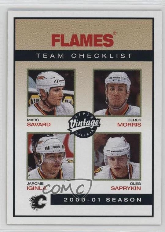 2001 Vintage Team Checklist Marc Savard Derek Morris Jarome Iginla Oleg Saprykin - Image 1 of 2