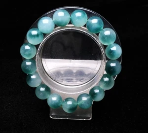 11.8mm Natural Clear Aquatic Agate Quartz Crystal Gemstone Round Beads Bracelet - Picture 1 of 6
