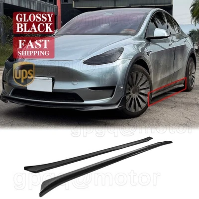 Extensión de faldón lateral negro brillante 2 piezas estilo V para Tesla Modelo Y Performance 20-24 V Foto 1 de 4