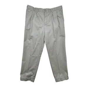 IZOD Pants Mens 38x32 Khaki Pleated Front Chino Classic Casual Trousers - Picture 1 of 12