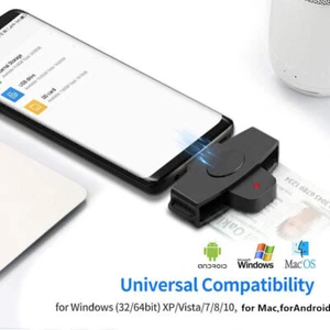 DOD Military SIM USB-C Smart Card Reader CAC/National ID/Chip for Mac OS Windows - Afbeelding 1 van 7