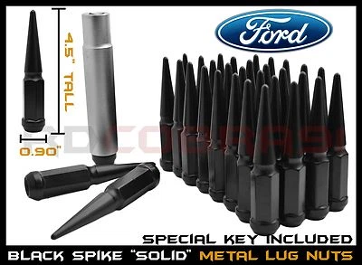 2003-2014 FORD F150 RAPTOR EXPEDITION BLACK SPIKE LUG NUTS 4.5" TALL SOLID STEEL - Image 1 of 4