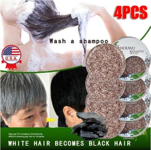 4Pcs Darkening Shampoo Bar Soap Hair Shampoo Gray Hair Reverse Polygonum Essence - Picture 1 of 14