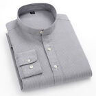 Mens Dress Shirts Long Sleeves Business Oxford Casual Stand Up Collar Shirts Top