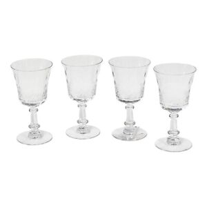  Fostoria Crystal 4pc Water Goblets 6.50" Tall Mid-Century Vintage Bar Stemware