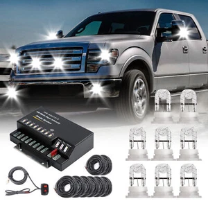 160W 8 HID Bulbs Hide-a-way Emergency Strobe Warning Light System Kit-White - Picture 1 of 13