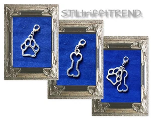 CHARM ANHÄNGER HUNDEKNOCHEN HUNDEPFOTE 3 Varianten silber für ARMBAND und KETTE - Bild 1 von 4
