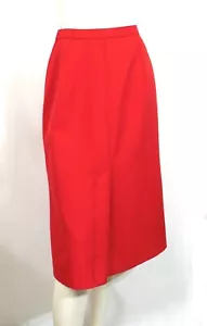 Diolen Hammer High End Euopean Candy Red Wool Blend Skirt Front Kick sz 38 US S - Picture 1 of 6