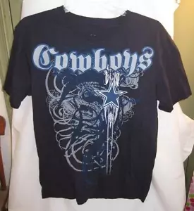 Dallas Cowboys T-Shirt Größe L groß geometrisches Logo Fußball NFL schwarz blau (O) - Bild 1 von 5