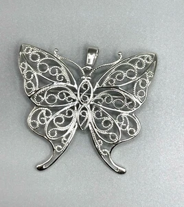 Sterling Silver 925 Filigree 2" Butterfly Brooch / Pendant 10.5gr - Bild 1 von 5