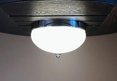 Antique 1920s 1930s Art Deco White & Chrome Gatsby Machine Age Ceiling light Vtg - Image 1 of 4