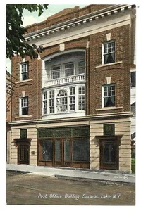 Postal topográfica sin usar del edificio de oficinas de correos Saranac Lake New York - Imagen 1 de 2