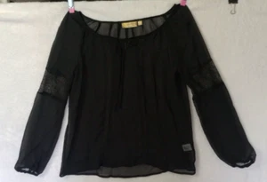 Princess Vera Wang Black Sheer Peasant Top Blouse Sz XS - Picture 1 of 10