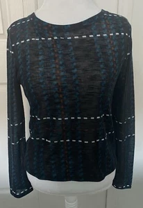 BAR III Womens Black Print Long Sleeve Scoop Neck Sweater Size: L - Picture 1 of 3