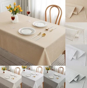 New Jacquard Table Cloth Cover Rectangle Napkin Table Runner Plain Solid Colour - Picture 1 of 21