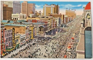 Postal litográfica 1940-1950 Mardi Gras en Canal Street - Imagen 1 de 3