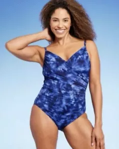 Women's UPF 50 Twist-Front Over the Shoulder One Piece Swimsuit. XL. NWT. 1 - Picture 1 of 6