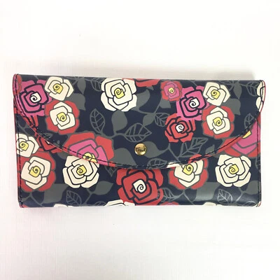 Estuche Billetera Porta Pasaporte Fósil Documento de Viaje Multi Floral Cuero 9 X 4.75 Foto 1 de 4