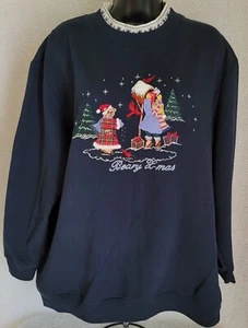 Bobbie Brooks Womens Sweatshirt Shirt Top Blouse Size XL X Large Beary Christmas - Picture 1 of 24