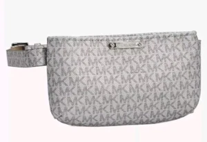 Michael Kors Metallic Silver Logo Design Adjustable Belt Bag Fanny Pack Sz S/M - Picture 1 of 8