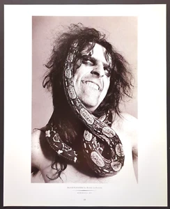 Alice Cooper Shock Rock Legend Vintage Black and White Photo Bookplate 18 - Picture 1 of 3