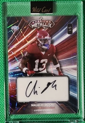 Malachi Moore /5 2023 Wild Card American Metallix Auto Alabama Encased Auto SSP - Image 1 of 2