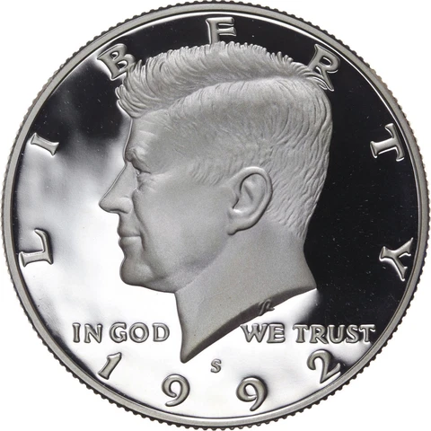1992 -S Kennedy half dollar Gem DCAM Proof 90% Silver Cover