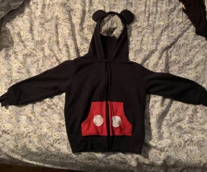Disney Toddler 4T Mickey Mouse Zip Front Hooded Sweatshirt With Ears-Black & Red - Picture 1 of 5
