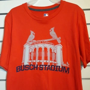 St. Louis Cardinals Busch Stadium Sports Fan Red Tshirt Blue/Gray Print Size M* - Picture 1 of 10