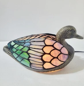 Tiffany Stil Buntglas Stockente Ente Akzent Lampe Pastell 10" x 6" x 5" EUC - Bild 1 von 11