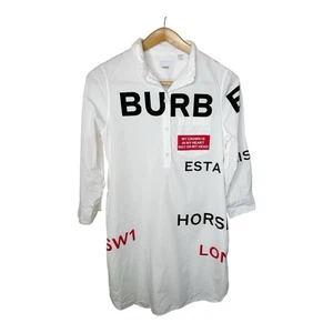 Burberry Horseferry Printed Shirt Dress US Size 10 White - Picture 1 of 20