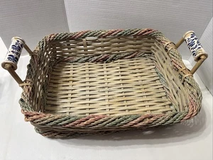 Vintage Sammeln Obst Gemüse Aufbewahrung Korb Keramik Griffe - 18x14 - Bild 1 von 13