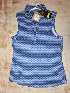 Puma MATTR Blue Skies Polo Shirt Womens Small Sleeveless Palms Golf Performance - Picture 1 of 6