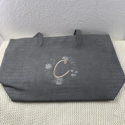 全新 Thirty One Modern 托特包 灰色 鳄鱼刺绣 带肩带 — 第 1/4 张图片