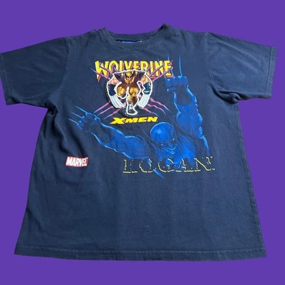 X-Men Boys 16/18 T Shirt Blue Wolverine Marvel Logan Short Sleeve Vintage Y2K - Image 1 of 4