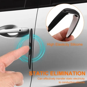 6pcs Car Door Edge Guards Anti-Collision Side Door Edge Protector Trim, Black @ - Foto 1 di 7
