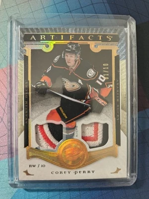2015 Upper Deck Artifacts Gold Dual Patch Corey Perry #/10 Ducks Chunky  - Image 1 of 2