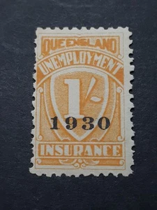 Queensland 1/- Shilling 1930 Overprint In Black Unemployment Insurance Stamp - Picture 1 of 2