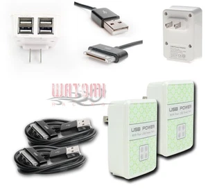 2X 4 USB PORTS HOME WALL ADAPTER+10FT CABLE POWER CHARGER BLACK GALAXY TAB NOTE - Photo 1/1