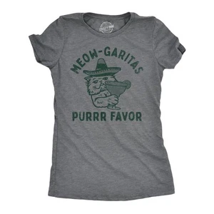 Womens Meow Garitas Purrr Favor T Shirt Funny Kitten Lovers Mixed Cocktail - Picture 1 of 7