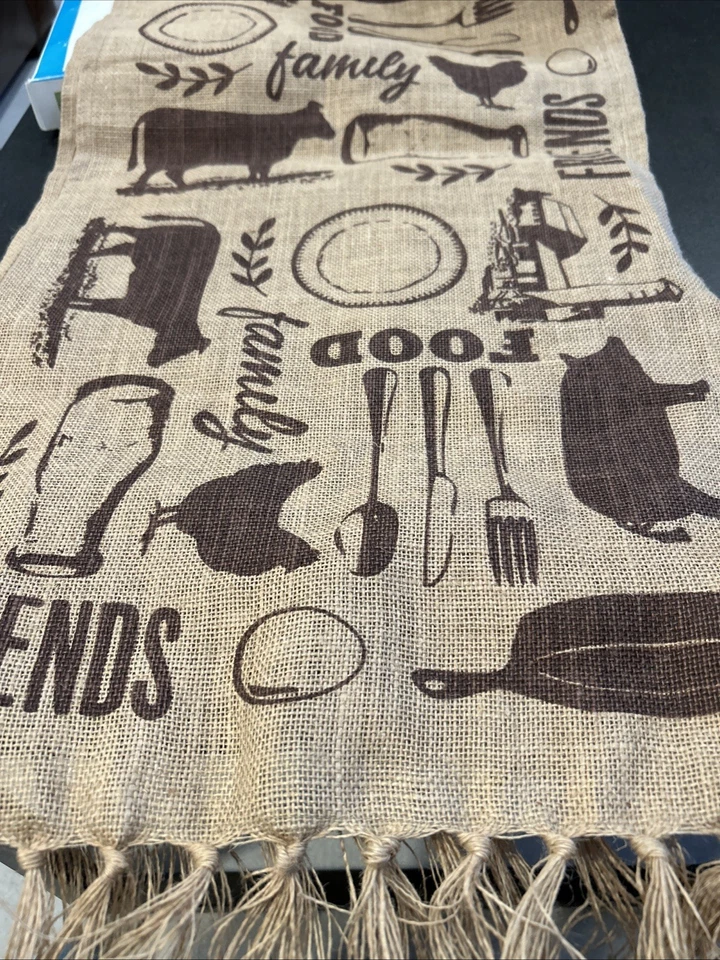 Corredor de mesa de arpillera Foto 1 de 4