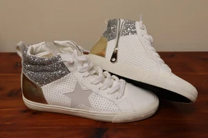 Vintage Havana Lester Women's Fashion Sneakers White Silver Gold Star Size 11 - Picture 1 of 9